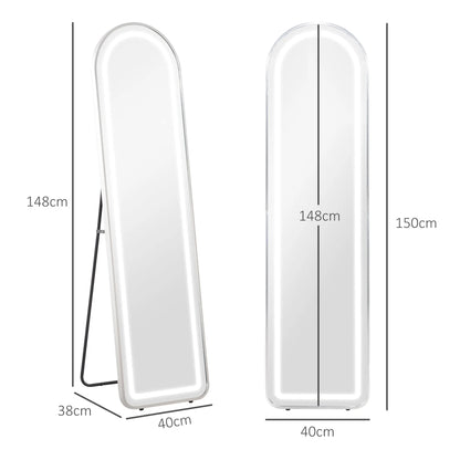 Staande Spiegel – Volledige Spiegel – Led Spiegel – Muurspiegel – 40x150 cm – Drie Lichtkleuren – Geheugenfunctie