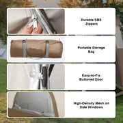 Camping Shower Tent - Shower Tent - Changing Tent - 66" x 66" x 87" - Outdoor - Privacy - Portable - Shelter - Removable Roof - Hanging Rope - Brown