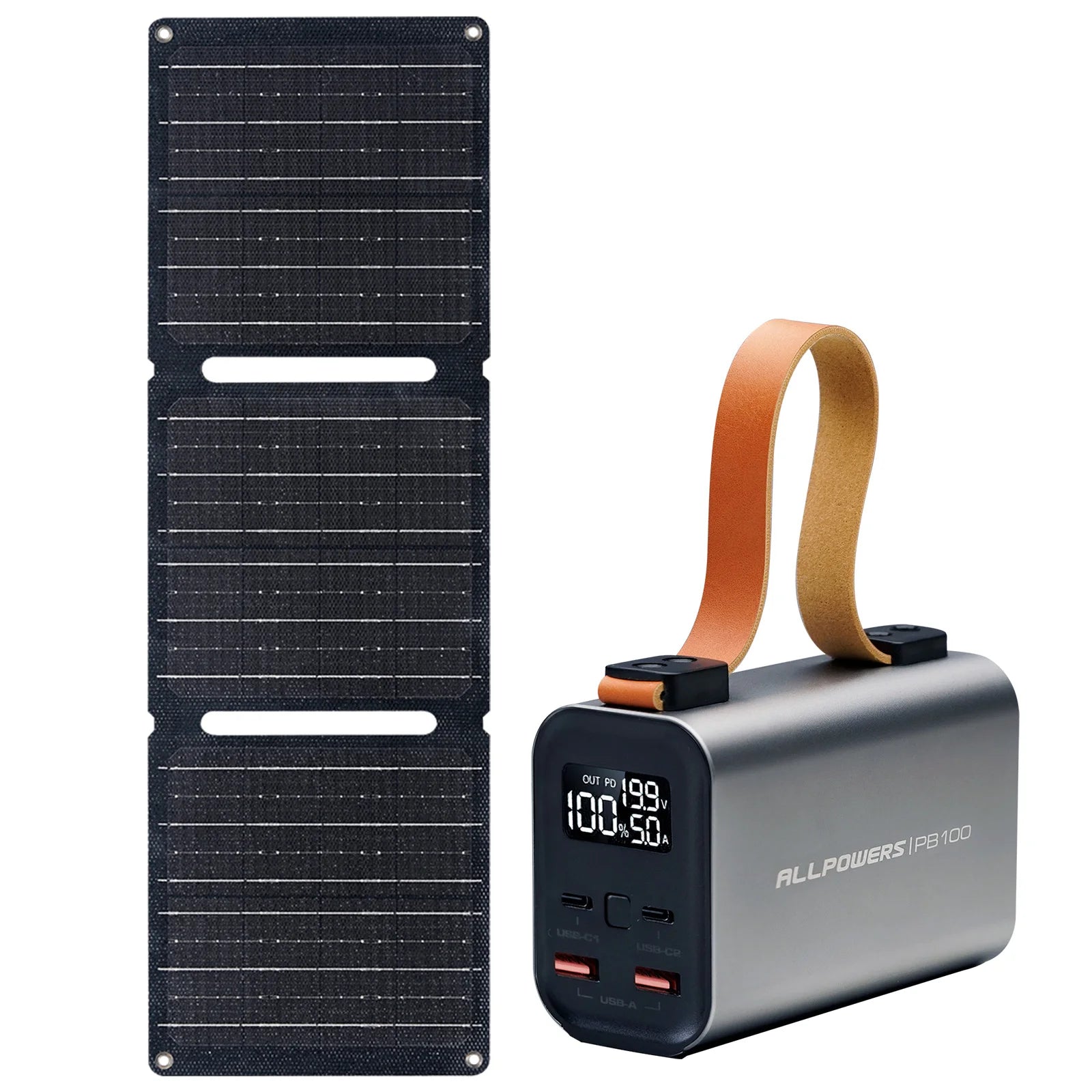 ALLPOWERS Power Bank PB 100W Fast Charging Powerbank with 21W Solar Panel Portable Battery Charger For Laptop Phone Camping - QUORE