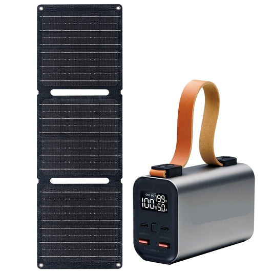 Powerstation - met 21W Zonnepaneel - Solar Generator - Stroomgenerator - 100W - Snelladende Draagbare Batterijlader - voor Laptop, Smartphone en Camping - QUORE