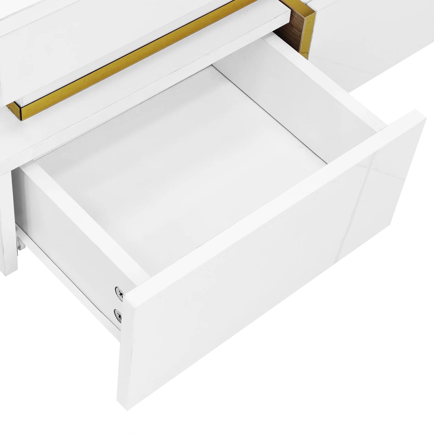 Salontafel – Koffietafel – Tafel – Woonkamertafel – Hoogglans Afwerking – Gouden Accenten – Twee Lades