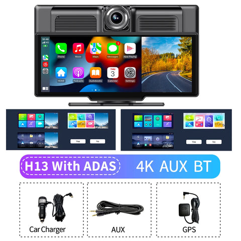 Imagebon 10.26" 4K ADAS Wireless CarPlay & Android Auto Dash Cam GPS Navigation 24h Park Monitor Night Vision Rear View Mirror