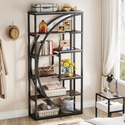 Boekenkast – Industriële Kast – Open Kast – Opbergkast – Wandkast – 8 Open Vakken – Zwart Metalen Frame