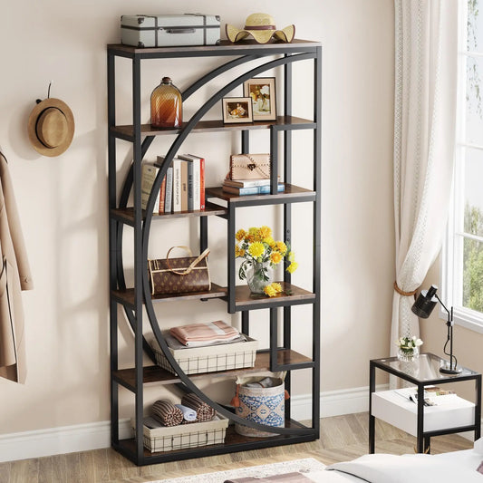Boekenkast – Industriële Kast – Open Kast – Opbergkast – Wandkast – 8 Open Vakken – Zwart Metalen Frame