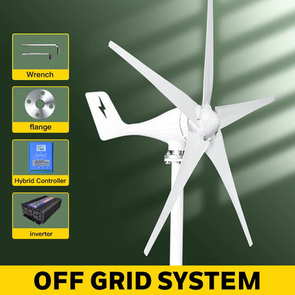 Windturbine – Windgenerator – Energie Generator – Duurzame Energie – 2000W Vermogen – Aluminium Behuizing – Laag Startvermogen - Off-grid Systeem 2 - 12V