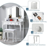 Make up kaptafel met spiegel - make up kaptafel stoel - makeup kaptafel - make-up kaptafel voor een meisje - Materiaal Houten - Laadvermogen (kg) :80-100 - Wit