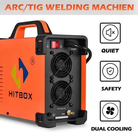 HitBox - HBT250P - Elektrisch lasapparaat - 3 in 1 - Aluminium Tig-lasmachine - ARC-kracht 2T-4T - met voetpedaal - Oranje