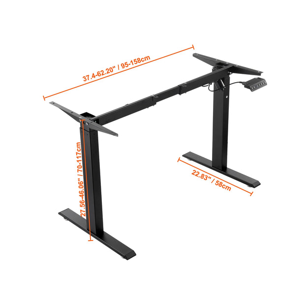 Sit Stand Desk - Sit Stand Desk Electric - Desk Frame - Desk Frame Electric - Electric Desk Frame - DIY Workstation Base - for Home and Office - 95 - 160cm - Single - Black