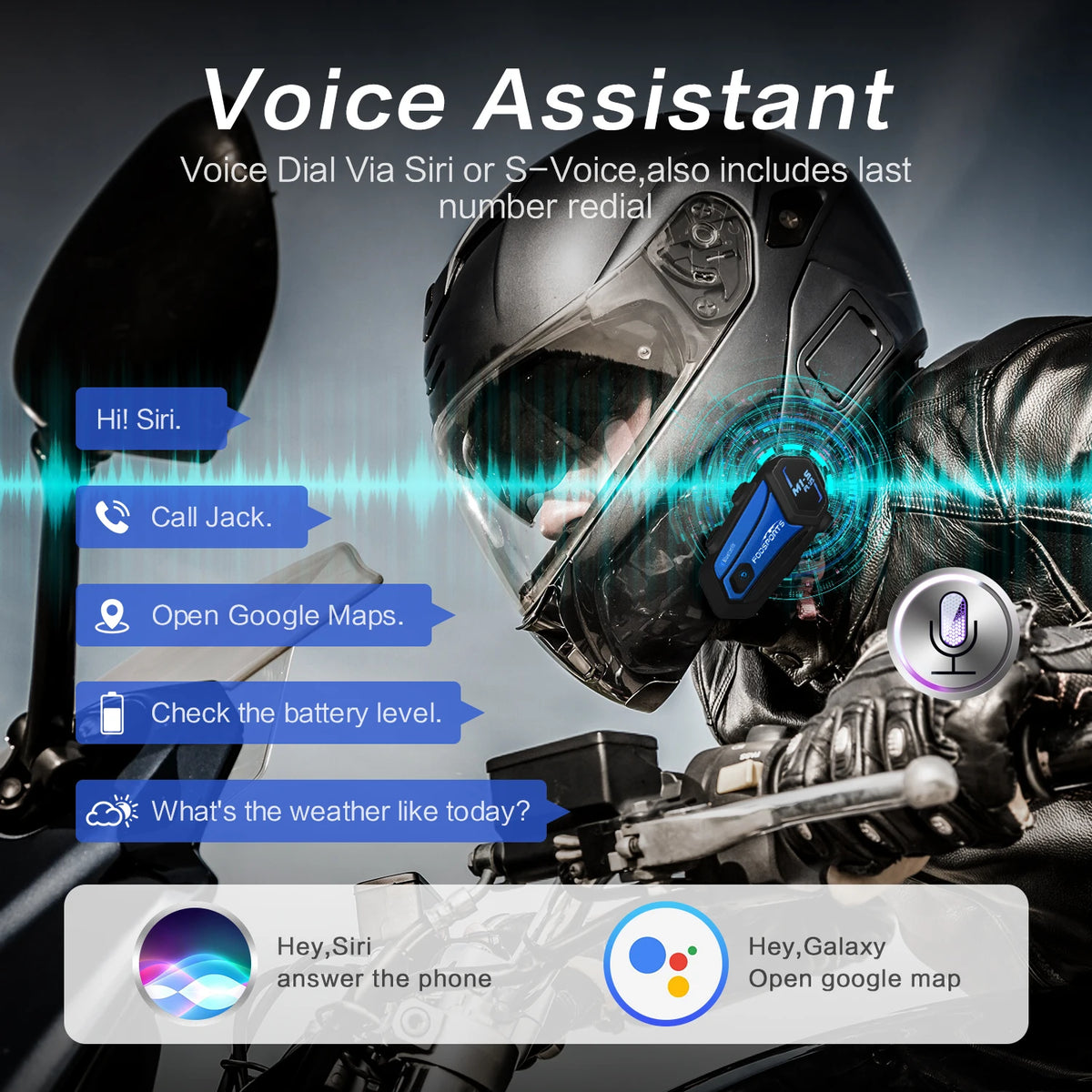 Motorfietsintercom - Helmintercom - MotorfietshelmHeadset - Bluetooth Helmintercom - Helm - Motorfietsaccessoires - 8 Riders - 2000M - Een volledige set - QUORE