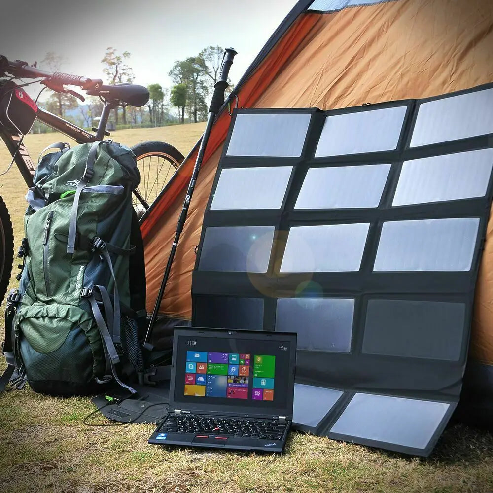 ALLPOWERS 100W Foldable Solar Panel, Portable Solar Charger (Dual 5v USB with HighTechnology+18v DC Output) for Outdoor, Camping - QUORE