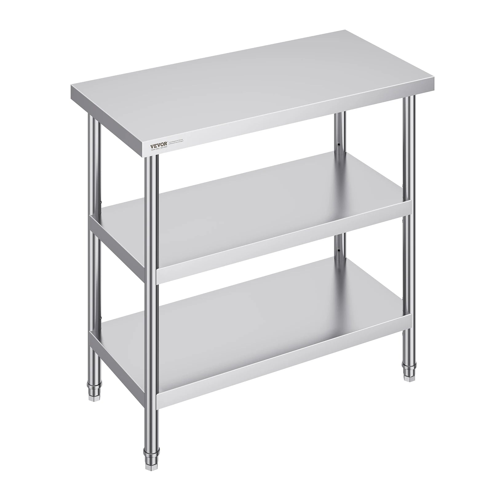 RVS Werktafel -  Keukeneiland - Kookeiland - Keukentafel - RVS Werktafel met Verstelbare Bovenplank - 14 x 60 in -  Roestvrijstalen Keukentafel met 2 Verstelbare Onderschappen - QUORE