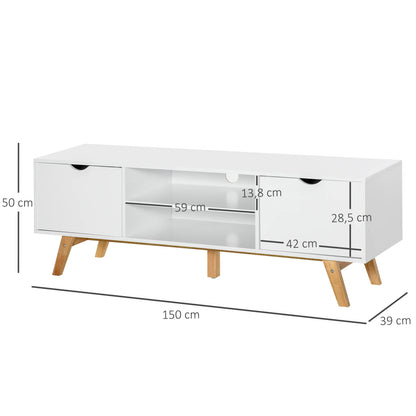 TV-meubel – TV-kast – Mediameubel – Tv-standaard – Tv-dressoir – Scandinavisch Design – Ruime Opbergruimte – Geschikt Voor TV Tot 65 Inch - Wit - QUORE