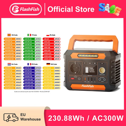 Power Station – Draagbare Accu – Mobiele Batterij – Portable Stroomvoorziening – 300W Output – 230,88Wh Capaciteit