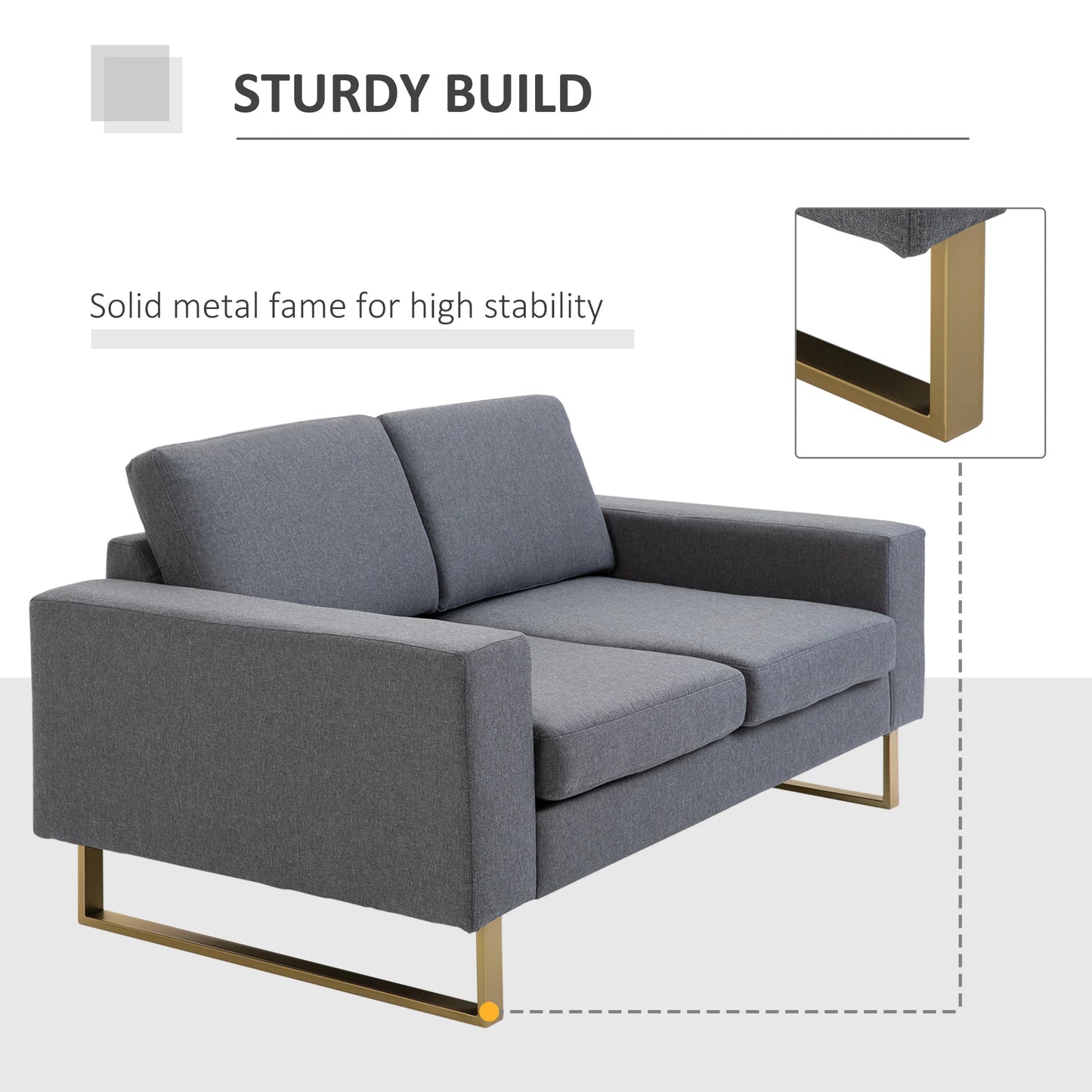 2-Zits Stoffen Bank – Compacte Sofa – Tweezits Bank – Moderne Loveseat – Ademend Hennepmateriaal – Minder Dan 200 Cm – Veerkrachtige Schuimvulling