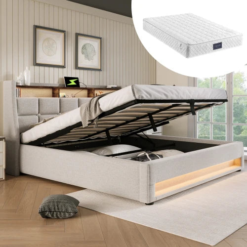 Twijfelaarbed – Kinderbed – Opbergbed – Bedframe – Vloerbed – Met Valbeveiligingsnet – Raam Met Gordijntjes – Twee Uittrekbare Lades