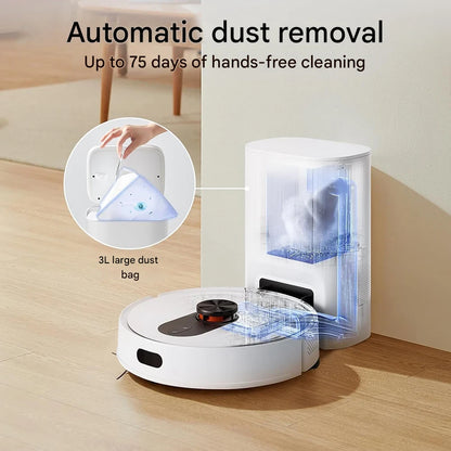 Robotstofzuiger - met Dweilfunctie - 5000Pa - All-in-One Station - LiDAR-Navigatie - App - Google - Alexa - 3L Watertank - Stofzak met een Capaciteit van 3L - 3200mAh - 650W - 78db - Wit
