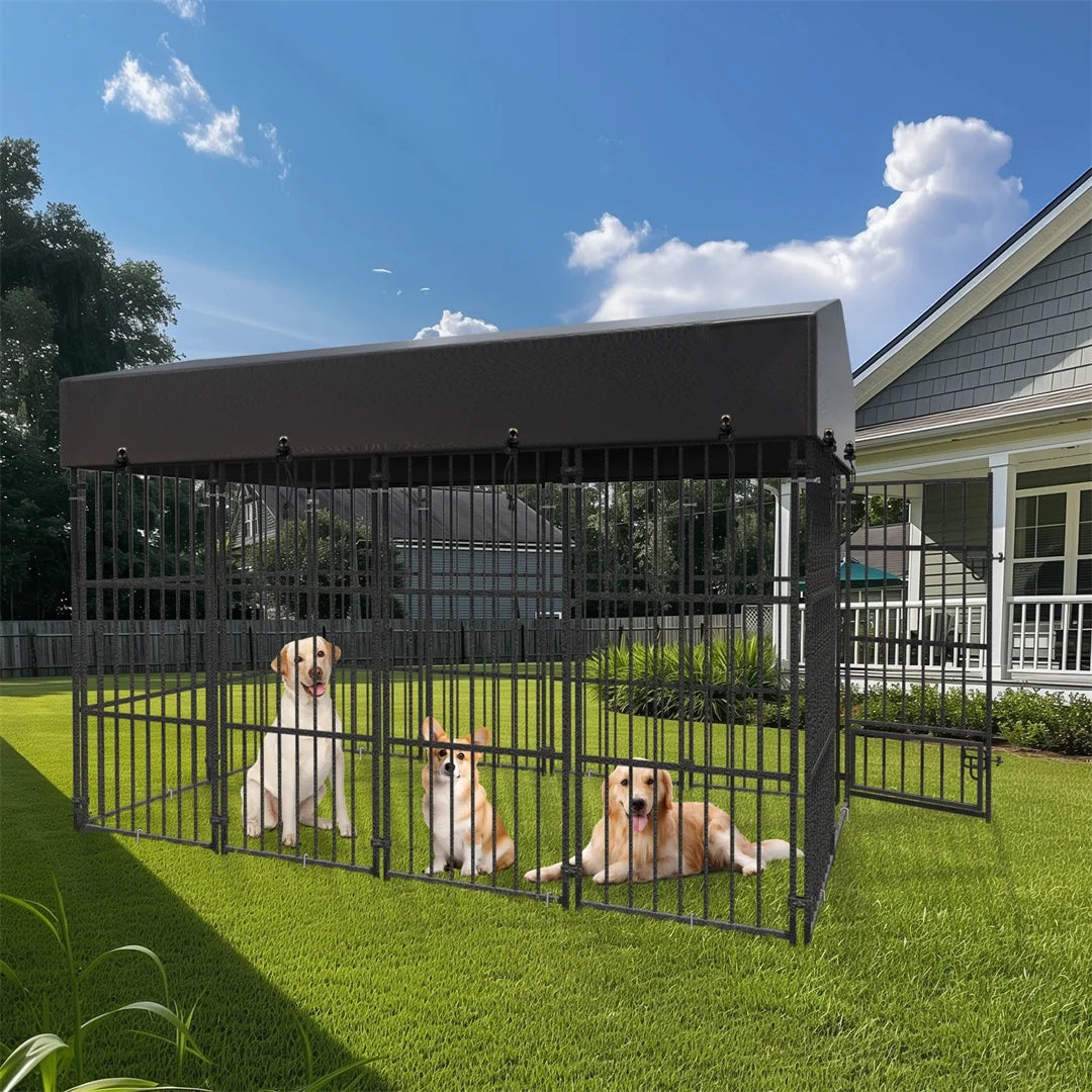 Hondenkennel - 64.9” - Hondenkooi - Heavy Duty Hondenkennel - Pet Gecamoufleerde -  Draadkooi - Grote Dierenkooi - Buiten Binnen - Waterdichte Oxford Stof - Klein - Gegalvaniseerde Metalen - QUORE