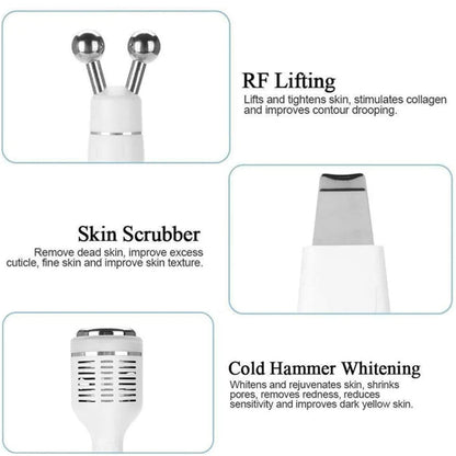Hydradermabrasie Gezichtsbehandelingsapparaat – Water Dermabrasie Machine – Gezichtsreiniger – Huidverjonging Apparaat – EMS Huidversteviger – 7-in-1 Multifunctioneel – Compact ABS Materiaal - QUORE