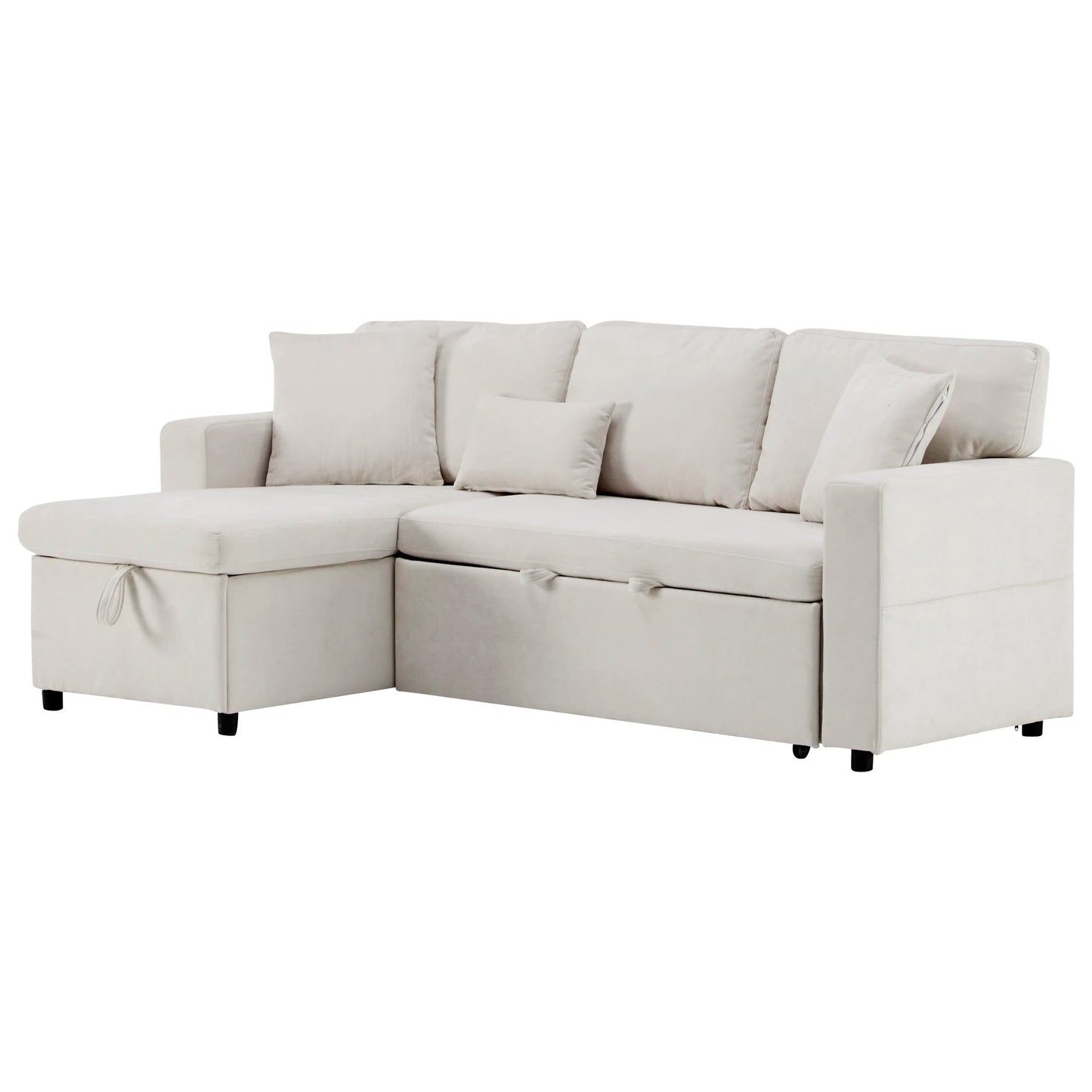 Slaapbank – Hoekbank – Bedbank – Sofa Bed – Zitbank – L-vormig – Met Slaapfunctie en Bedbox – Inclusief Opbergruimte en USB-oplaadpoort
