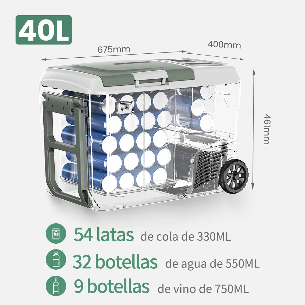 Mini koelkast - Auto Koelkast - Mini Fridge - Frigo - Draagbare Compressor Koelbox - Elektrische Vriesbox - 12/24V DC - 100-240V AC - ≤ 45dB - 40L - 67.5 x  40 x 46.1 cm - Groen