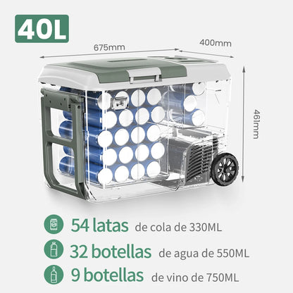 Mini koelkast - Auto Koelkast - Mini Fridge - Frigo - Draagbare Compressor Koelbox - Elektrische Vriesbox - 12/24V DC - 100-240V AC - ≤ 45dB - 40L - 67.5 x  40 x 46.1 cm - Groen