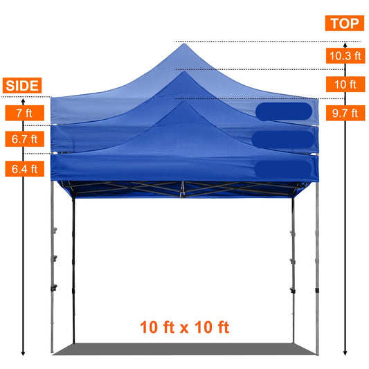 Canopy Tent - Tent - Pop up tent - Partytent - Paviljoen - 10x10ft – Partytenten - Waterdicht & UV-bescherming – Verwijderbare Zijpanelen – Inclusief Wheeled Bag - Blauw - QUORE