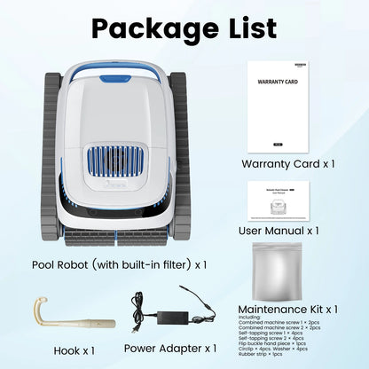 Zwembadrobot – Zwembadreiniger – Automatische Pool Cleaner – Draadloze Zwembadstofzuiger – 45.000 Pa Zuigkracht – 120 Min Batterijduur - QUORE