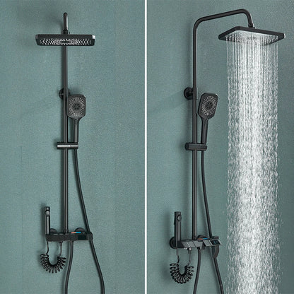 Douchekraan - Douchepaneel - Douche - Regendouches - Inbouw Douchekraan Set zonder Display – Regendouche met Piano-Stijl Mengkraan & Bidet Handdouche - Zwart - QUORE