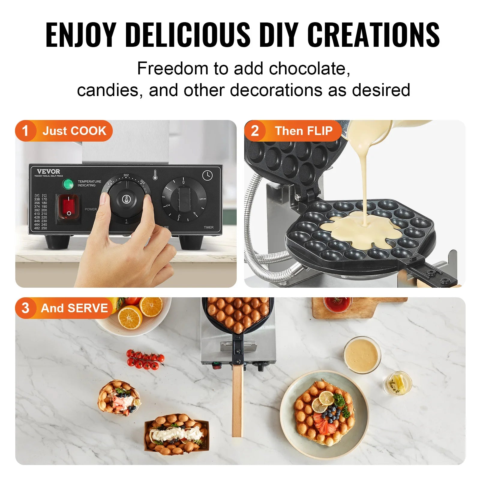 Wafelijzer - Wafelmaker - Wafelmix - Poffertjesmaker - Poffertjespan - Poffertjespan Inductie - Poffertjespan Elektrisch - 400W RVS Non-Stick Wafelijzer met 180° Rotatie - QUORE