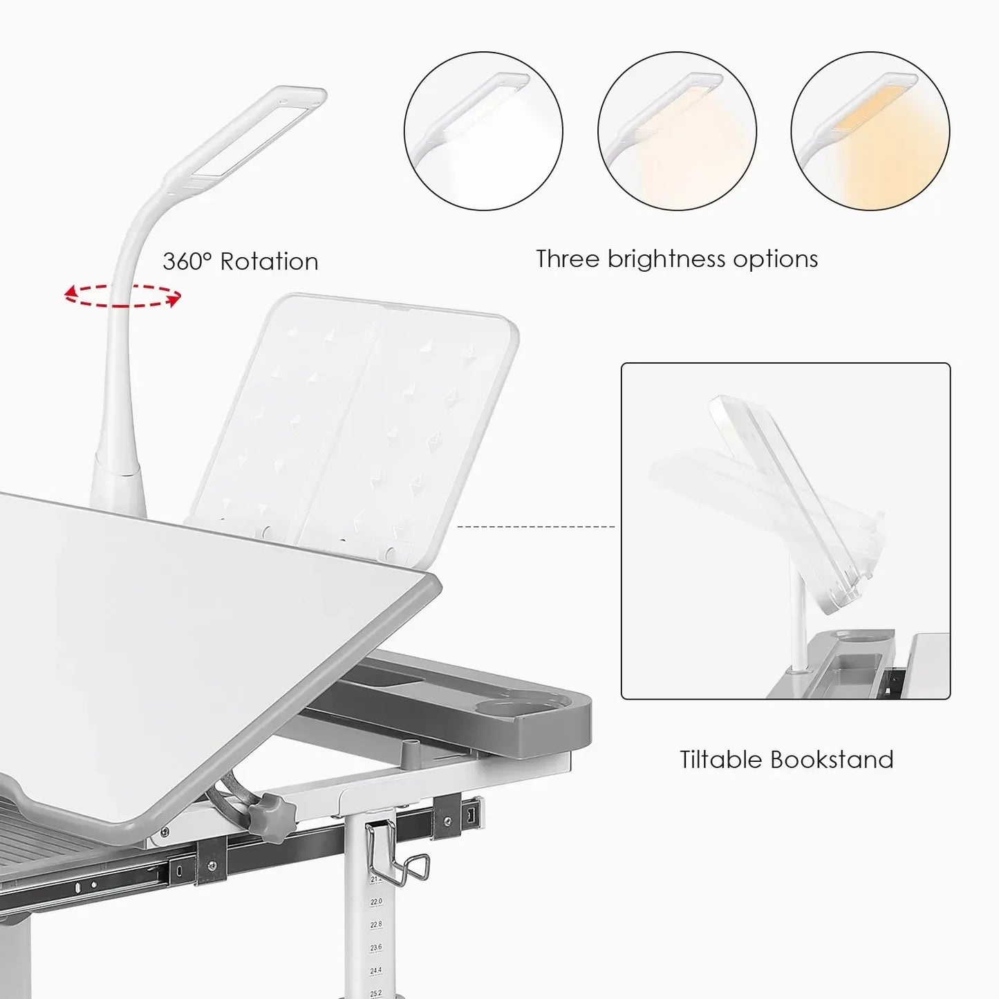 Ergonomisch Kinderbureau – Kinderbureau Met Stoel – Verstelbaar Bureau – LED Leeslamp – Kantelbaar Tafelblad – Met Opberglade