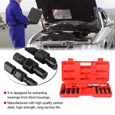 Podofo - Blind Hole Inner Bearing Puller Set - Remover Slide Hammer Internal Kit - Voor Auto - Met 8-32mm Bore Lager - 9st - Zwart