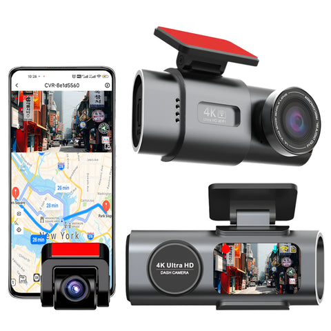 Dashcam voor Auto - 4K Dashcam - Dual Lens - 170° Groothoek - GPS - WiFi - Nachtvisie - 24H Parkeermodus - G-Sensor - 128GB Geheugenkaart inbegrepen - 6M RC-BL Camera - Zwart