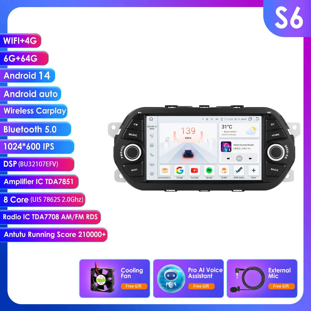 Android Autoradio – 2-DIN Autoradio – Multimedia Speler – Carplay Radio – GPS Navigatie – 7 Inch Scherm – Android 13 Systeem – 4G Connectiviteit - QUORE