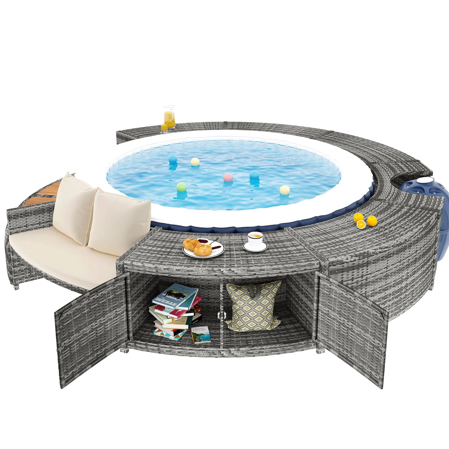 Ronde Tuinbank – Buitenlounge – Tuinmeubel – Loungeset – Zithoek – PE-Rattan – Weerbestendig