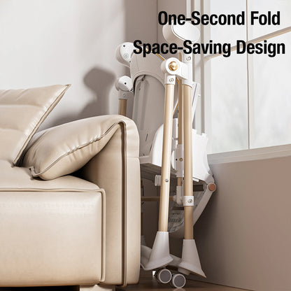 3-in-1 Baby Feeding Dining High Chair with Smooth Electric Swing and Convertible Reclining Bed Seat for Comfortable Eating Sleep