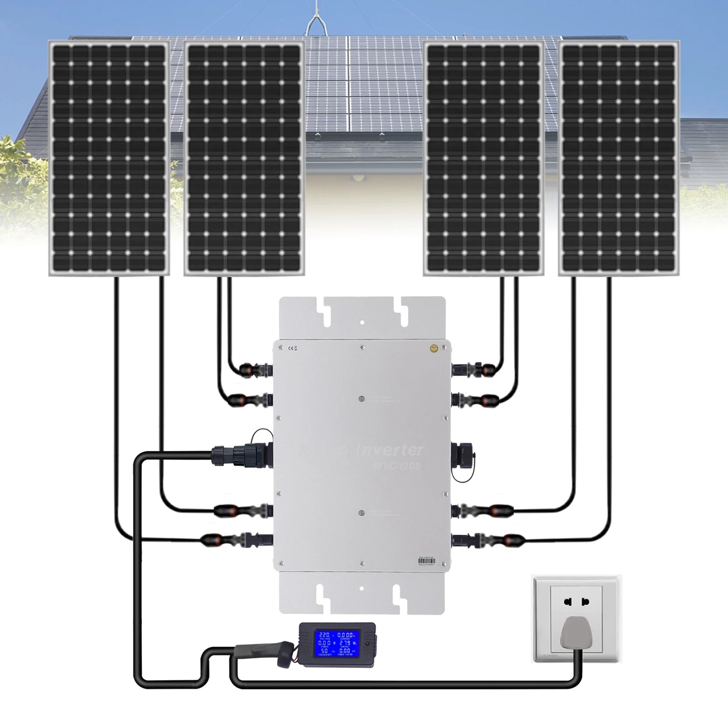 Micro-Omvormer – Solar Omvormer – Zonne-energie Converter – DC Naar AC – 1200W Hoog Rendement – Waterdicht IP65 - QUORE