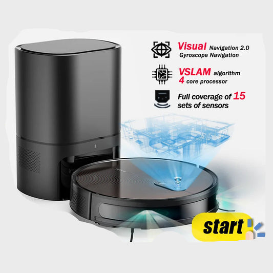 Robotstofzuiger S9 – Robotstofzuiger – Robotmop – Dweilrobot – Zelfreinigende Stofzuiger – Sterke Zuigkracht 3500Pa – Zelfledigende Stofzak 45 Dagen