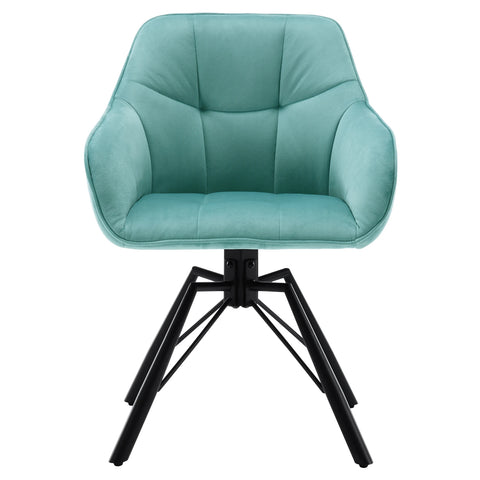 Chair - Dining Chair - Swivel Dining Chair - Ergonomic - Dining Chair with Armrests - Comfortable - Upholstered Kitchen Chair - Velvet Seat - 360° Rotation - Modern Design - 58.5x54.5x82.5cm - Turquoise Velvet