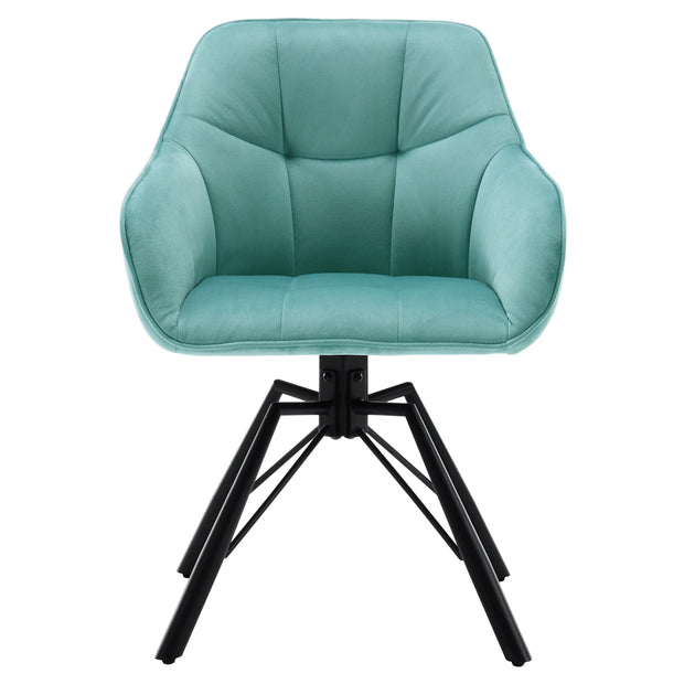 Chair - Dining Chair - Swivel Dining Chair - Ergonomic - Dining Chair with Armrests - Comfortable - Upholstered Kitchen Chair - Velvet Seat - 360° Rotation - Modern Design - 58.5x54.5x82.5cm - Turquoise Velvet