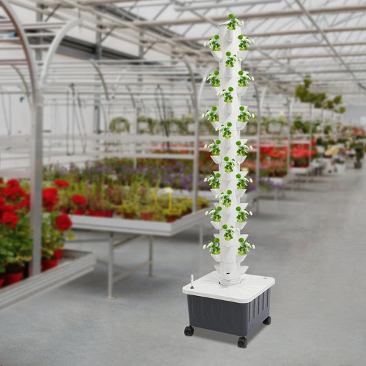 Hydroponische Kweektoren – Verticale Moestuin – Kruidentoren – Plantenrek – Kweekkast – 15 Laags Met 45 Plantplaatsen – Duurzaam PP-Materiaal – Automatisch Watersysteem - QUORE