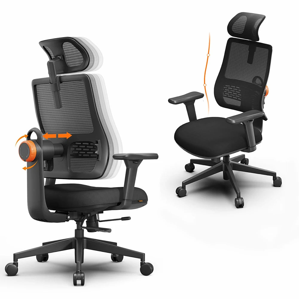 Ergonomische Bureaustoel – Kantoorkruk – Werkstoel – Gamingstoel – Bureaustoel Met Lendensteun – Dynamische Rugsteun – Verstelbare Hoofdsteun – Ademend Mesh