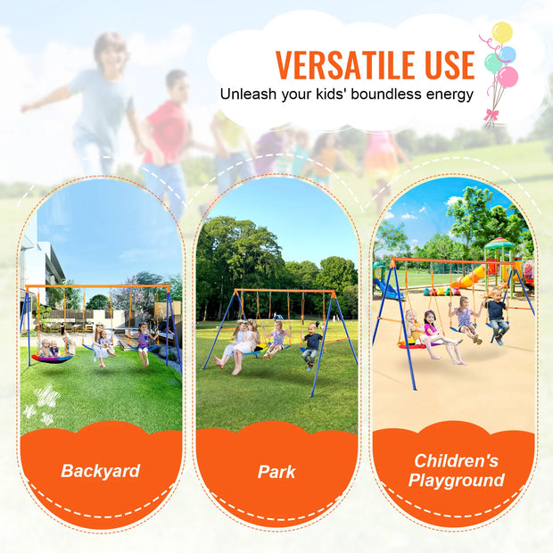 Schommel - Speeltuin - Kinderschommel - Schommel voor Kinderen - Achtertuin 600lbs Capaciteit Schommel Set - met 1 schotel schommelzitje 2 gordel schommel - Outdoor Schommel voor kinderen - 4 Persoon