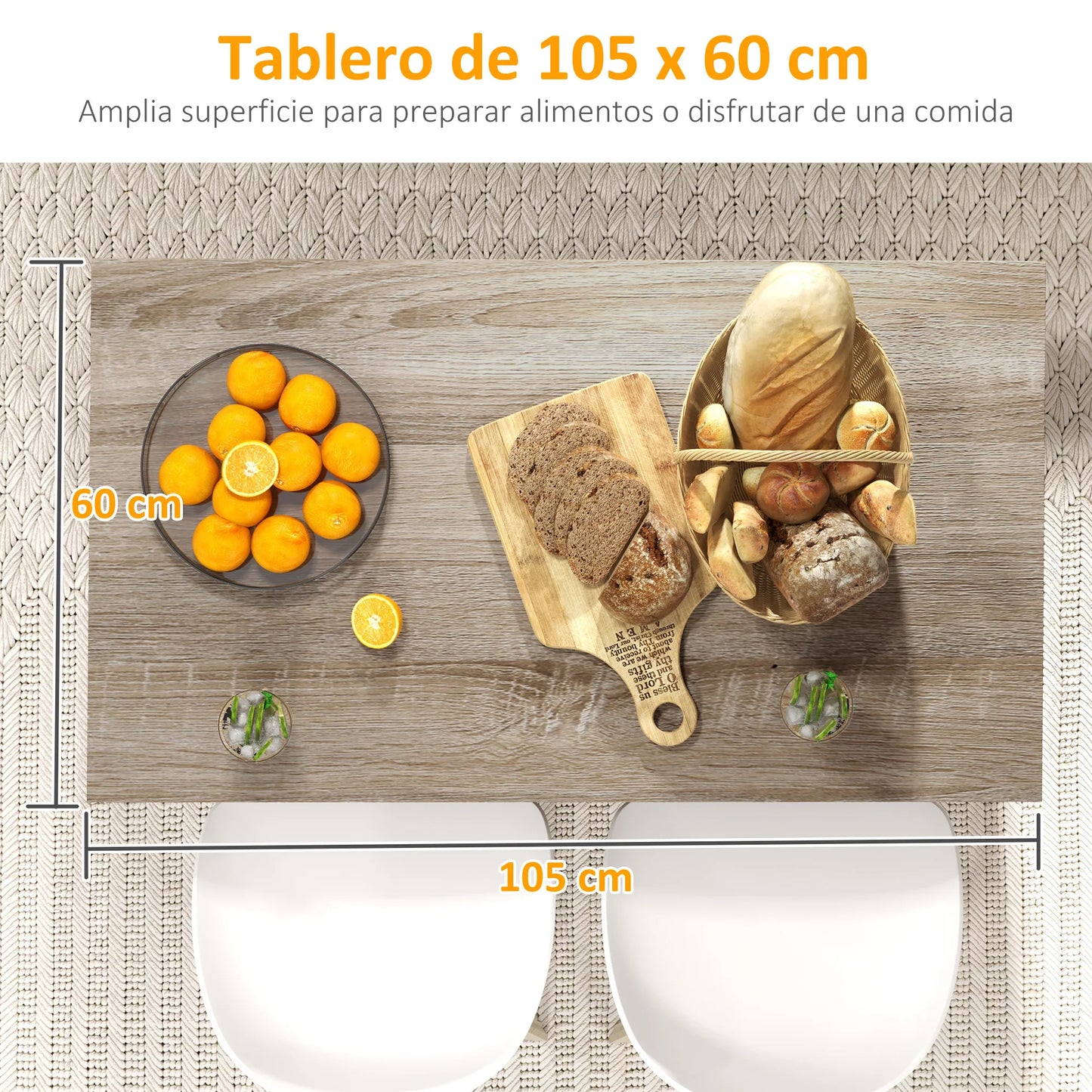 Keuken Zijtafel – Extra Werkruimte – Keukentafel – Opbergmeubel – Praktische Zijtafel – Push-To-Open Deuren - 105 x 60 x 82 cm - Zwart en Eiken - QUORE