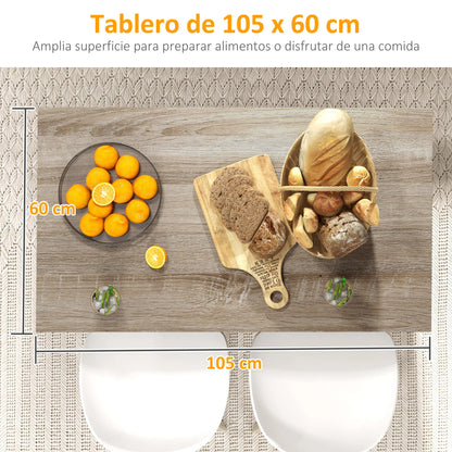 Keuken Zijtafel – Extra Werkruimte – Keukentafel – Opbergmeubel – Praktische Zijtafel – Push-To-Open Deuren - 105 x 60 x 82 cm - Zwart en Eiken - QUORE