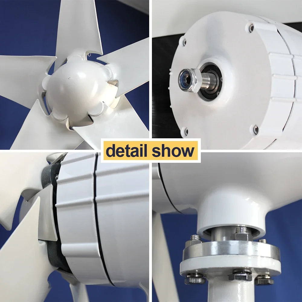 Windturbine - Windmolen - Windturbine Generator - Windenergie - 2000W - 12V - met Off Grid Systeem - 5 Messen - Stille en Efficiënte Energieoplossing - voor Thuisgebruik en Autonome Installaties