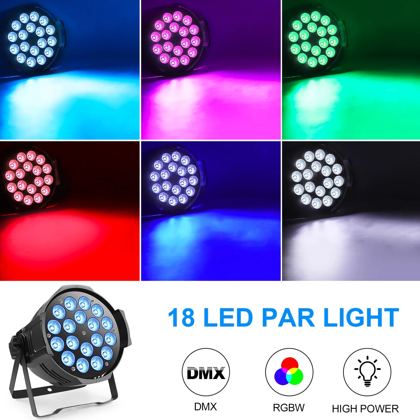 LED Par Licht – RGBW LED Spot – Stage Licht – DJ Verlichting – Discotheek Lamp – Set Van 4 Met DMX512 – 16,7 Miljoen Kleuren – 110W Power