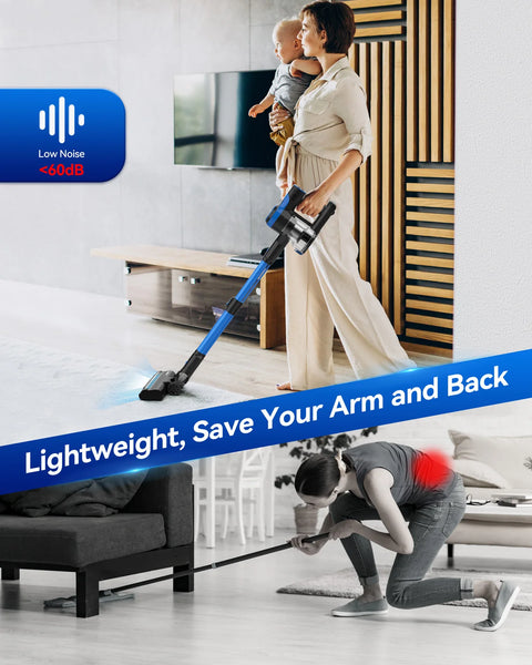 Cordless Stick Vacuum Cleaner - Stick Vacuum Cleaner - Vacuum Cleaner - Cordless Stick Vacuum Cleaner - Powerful Suction - 6-in-1 Vacuum Cleaner - 200W - Blue