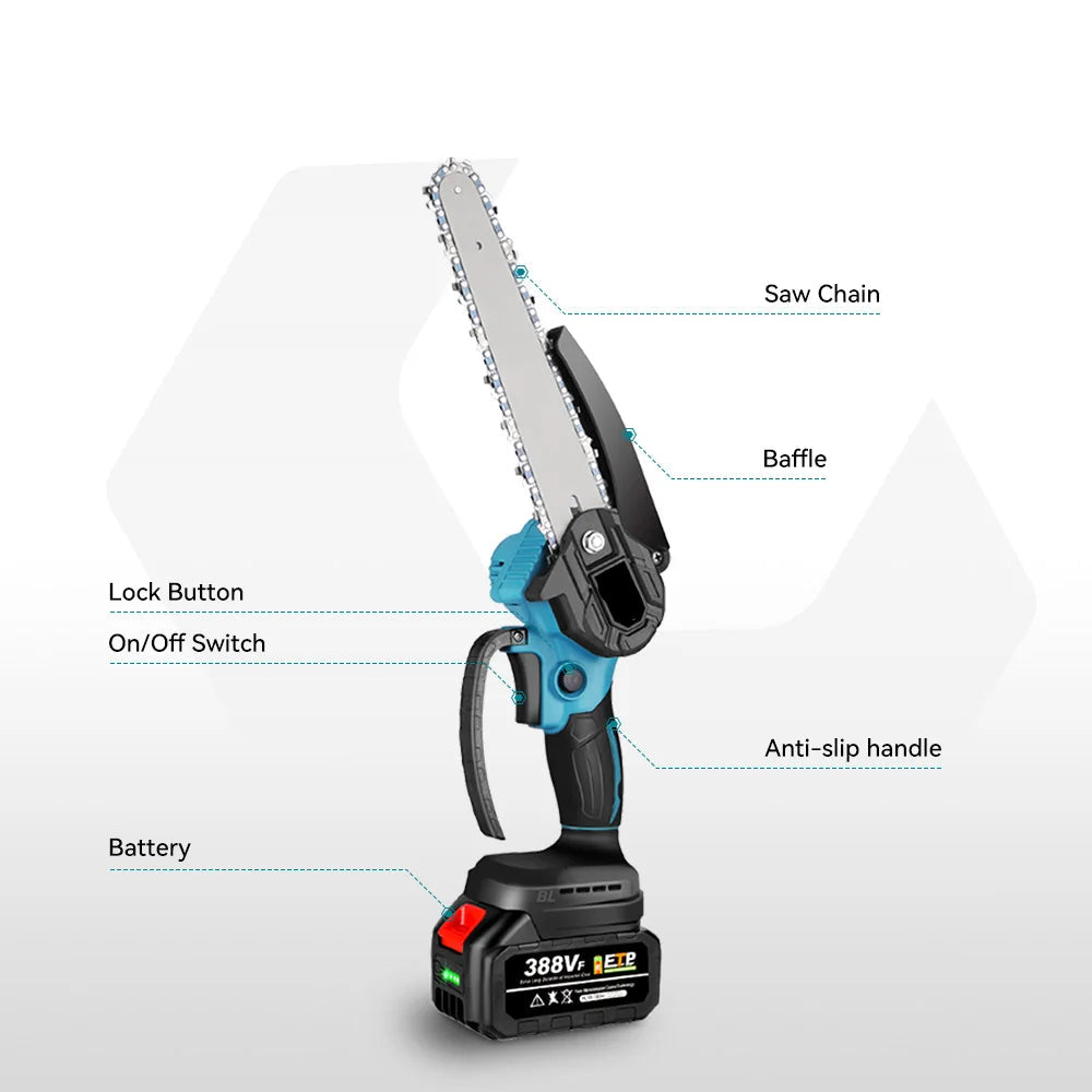 Kettingzaag - Snoeizaag - Takkenzaag - Handzaag - Draadloze - Elektrische - 8 Inch Zaagblad - Brushless Motor - Handzaam Snoeigereedschap – Inclusief 2x 18V Accu en Lader - QUORE