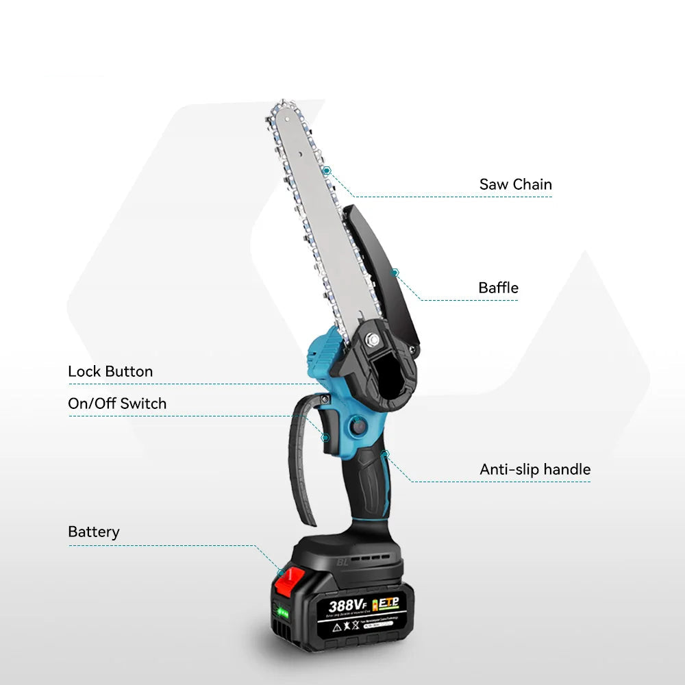 Kettingzaag - Snoeizaag - Takkenzaag - Handzaag - Draadloze - Elektrische - 8 Inch Zaagblad - Brushless Motor - Handzaam Snoeigereedschap – Inclusief 1x 18V Accu en Lader - QUORE