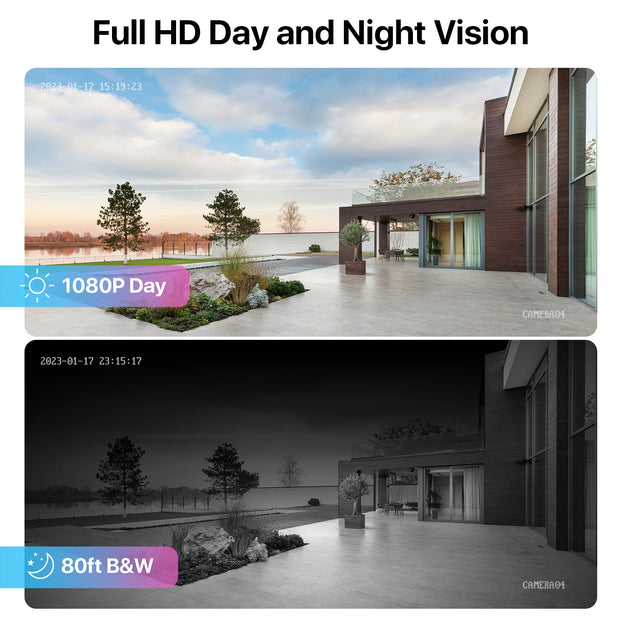 Zosi - 8VN-106W4S - Beveiligingscamerasysteem - 8CH 5MP 1080p - Binnen/Buiten - Bewakingscamera - Beveiligingscamera - Beveiligingscamerasysteem - 4 stuk - 1/4'' Color CMOS - Wit